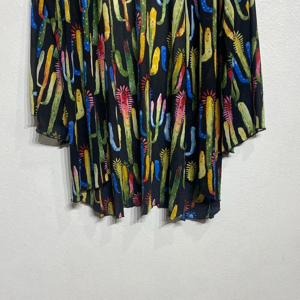 Lucky & Blessed Black Cactus Kimono Sz S - Picture 4 of 13